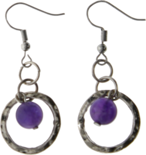 Picture of Earrings- Loop Nickel Amethyst